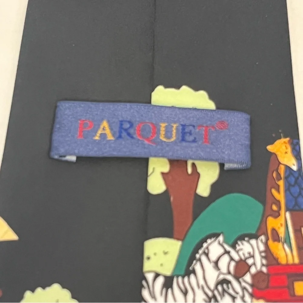 Parquet Noah's Ark Religious Themed Graphic Polyester Tie